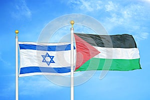 Un palestina due bandiere sul alberi un blu nuvoloso il cielo 