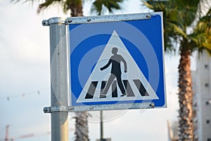 Israel pedestrian crossing sign. Road signs in Israel