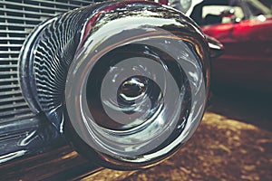 ISRAEL, PETAH TIQWA - MAY 14, 2016: Exhibition of technical antiques. Front view of old car in Petah Tiqwa, Israel