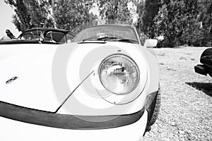 ISRAEL, PETAH TIQWA - MAY 14, 2016: Exhibition of technical antiques. Front view of Porsche 911 in Petah Tiqwa, Israel