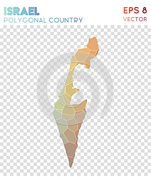 Israel polygonal map, mosaic style country.