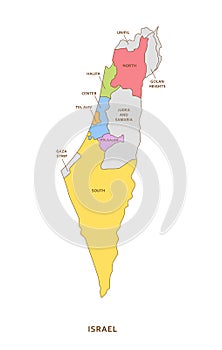 Israel regions, vector geography background