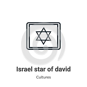 Israel star of david outline vector icon. Thin line black israel star of david icon, flat vector simple element illustration from