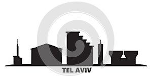 Israel, Tel Aviv city skyline isolated vector illustration. Israel, Tel Aviv travel cityscape with landmarks