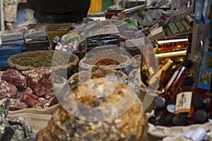 Israel Tel Aviv landscape old city. Carmel Market, a set of spic