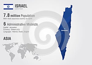 Israel world map with a pixel diamond texture.