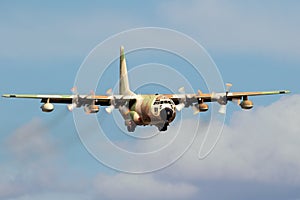 Israeli Air Force Lockheed C-130 Hercules military transport plane landing at Norvenich Airbase. Germany - August 27, 2020