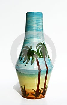 Israeli ceramic vase Retro style realistic image.