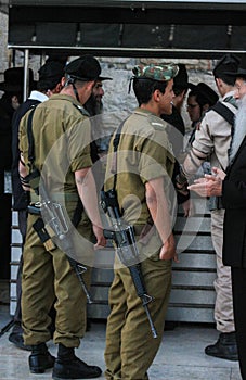 Israeli Defense Force Soldiers holding a chat during a break