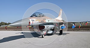 Israeli F-16 fighter airplan armed with bombs and