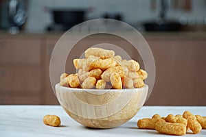 Israeli famous snack Bamba - made of peanut butter. Peanut Flips or peanut puffs photo