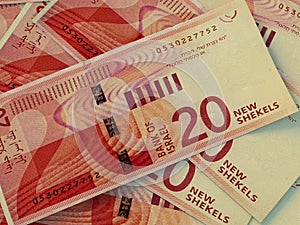Israeli new shekels. Money of Israel..Business background. Tel-Aviv. ILS photo