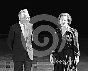 Shimon Peres and Margaret Thatcher in Jerusalem