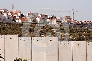 Israeli separation wall and settlement