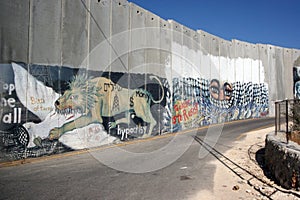 Israeli separation wall in the West Bank town of Bethlehem