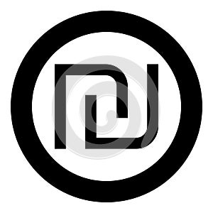 Israeli Shekel currency symbol ILS money nis sign new icon in circle round black color vector illustration image solid outline