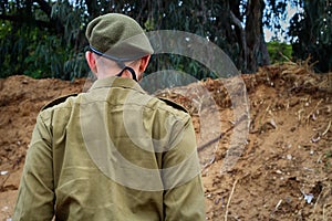 Israeli soldier on a hill during a military exercise in army IDF - Israel Defense Forces photo