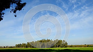 Israelâ€™s winter colors are blue sky, white clouds and rich in color vegetation.