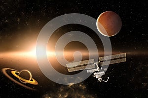 Iss exploration mission in the solar system Elements of this image furnished by NASA