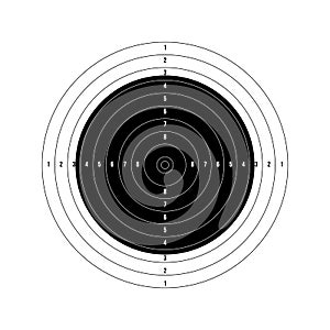 ISSF 50 meter rifle prone. Olympic shooting archery target printable. Stock Vector illustration isolated on white background