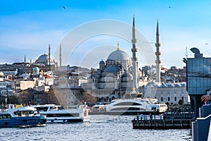 View over Golden Horn to EminÃÂ¶nÃÂ¼ districy with Yeni Cami Mosque
