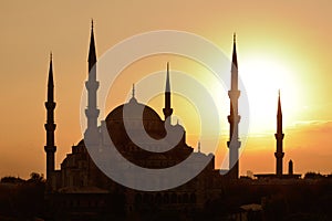 Istanbul. Blue Mosque at sunset