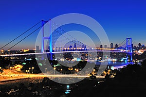 Istanbul Bogazici Bridge in evening photo