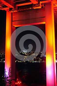 Istanbul bosphorus bridge night scene