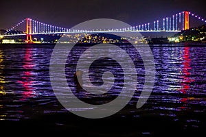 Istanbul bosphorus bridge night scene