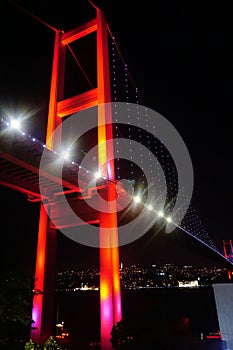 Istanbul bosphorus bridge night scene