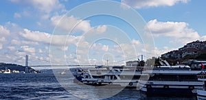 Istanbul Bosphorus Bridge and ships exquisite view