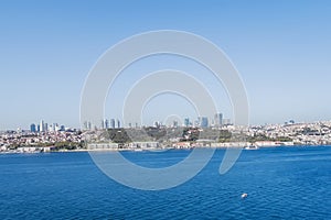 Istanbul bosporus with a europue side buildings