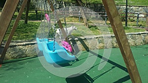 Istanbul ,the children palyground with blue swings