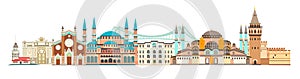 Istanbul City colorful skyline vector illustration. Landscape with landmarks photo