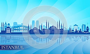 Istanbul city skyline detailed silhouette