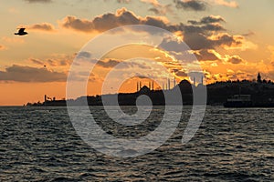 Istanbul city skyline at sunset