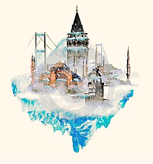 istanbul city winter scene