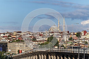 Istanbul citycape beautiful scenery of summer with lifestyle travel, tourism and vacation in Istanbul town buildings .Turkey