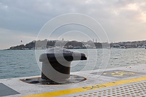 Istanbul embankment Galataport at evening. Turkey