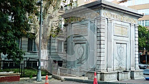 Istanbul fountain tucked into the city, entirely handcrafted marble
