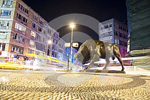 ISTANBUL,KADIKOY: Bull statue at the Kadikoy square. photo
