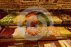Istanbul, November 29-2022, Kapali Carsi Grand Bazaar images, Turkish sweets and spices
