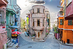 Istanbul old streets in Balat district, Turkey