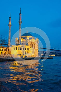 Istanbul Ortakoy Mosque and Bosphorus Bridge