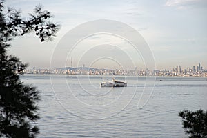 Istanbul Panorama and ferry from the Shore