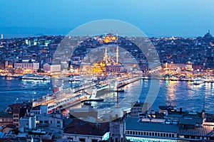 Istanbul panoramic view at night.