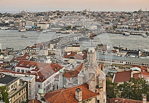 Istanbul panoramic view. Orient and occident seaside. Marmara sea. Turkey photo