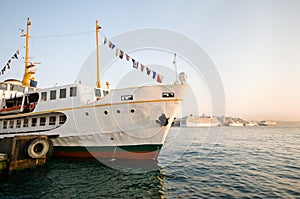 Istanbul passenger ferry docked on the Bosphorus