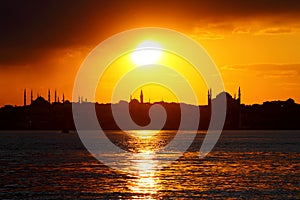 Istanbul Silhouette At Sunset