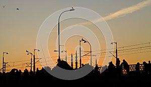 Istanbul Silhoutte photo at Galata Bridge